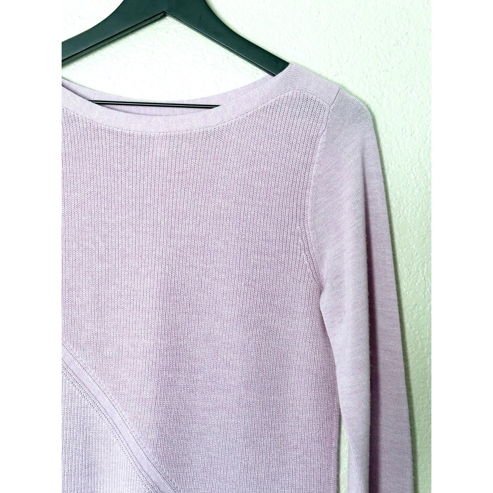 Nordstrom 100% Cashmere Lavender Boatneck Asymmetrical Hem Sweater Womens Small - Picture 2 of 6